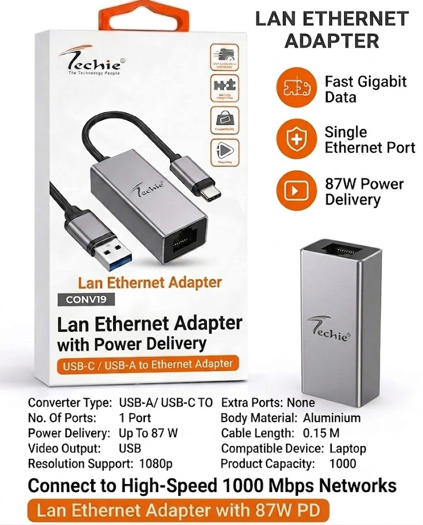 Convertor Techie Type C/USB to Lan Ethernet CONV19