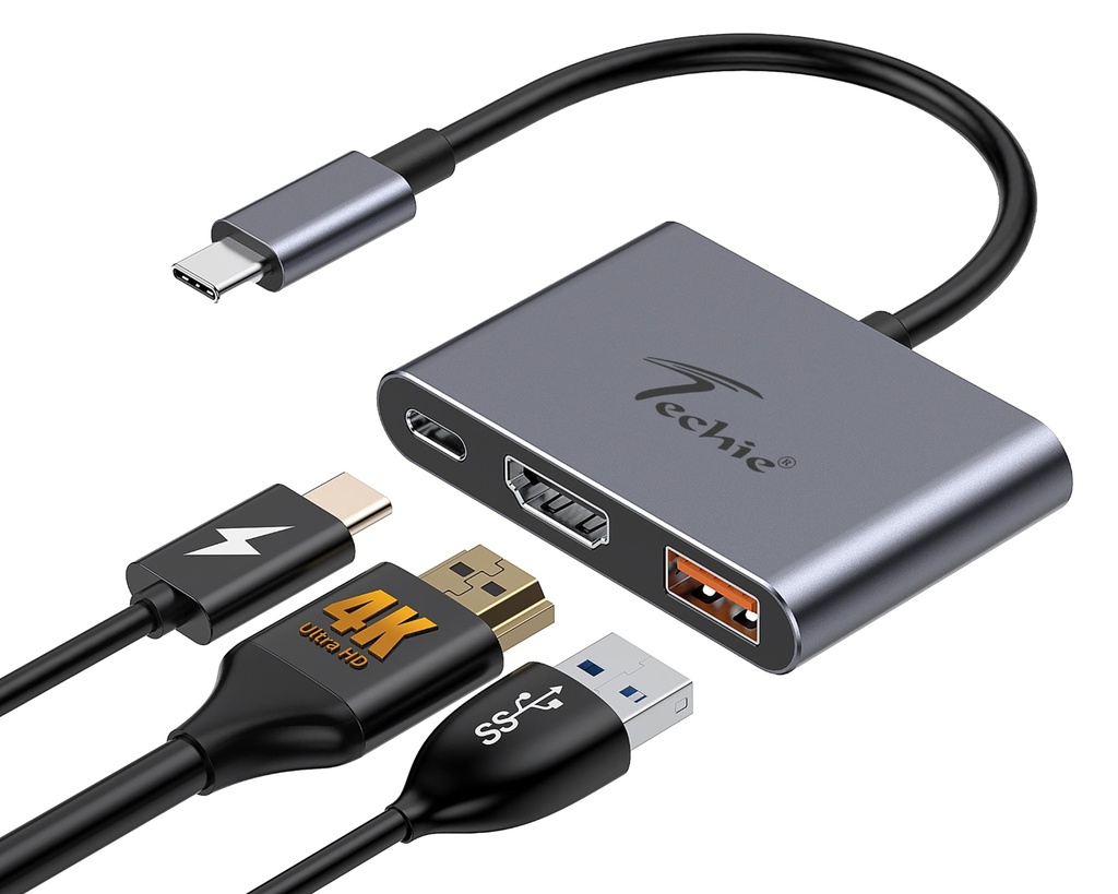 Convertor Techie Type C to HDMI/USB/Type C 3 in1 HUBTC8