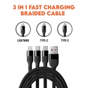 Cable Mobile Phonokart Super Vooc 3in1 Cable Lightning/Type C/Micro USB 6A