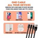 Cable Mobile Phonokart Super Vooc 3in1 Cable Lightning/Type C/Micro USB 6A