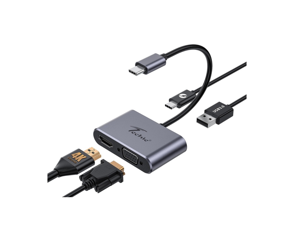 Convertor Techie Type C to HDMI/VGA/HUBTC12